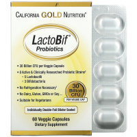 Купить California Gold Nutrition, LactoBif, пробиотики, 30 млрд КОЕ, 60 вегетарианских капсул