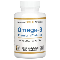 Купить California Gold Nutrition, омега-3, omega-3, 100 капсул