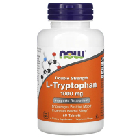 Купить NOW Foods, L-триптофан, двойной концентрации, 1000 мг, 60 таблеток