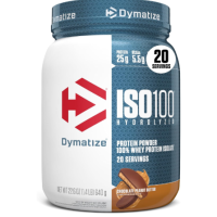 Купить Dymatize, ISO100, гидролизованный, 100% изолят сывороточного протеина, шоколад и арахисовое масло, 620 г