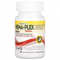 Купить NaturesPlus, Hema-Plex, Хема-плекс, Iron, 30 таблеток с медленным высвобождением