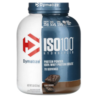 Купить Dymatize, ISO100, гидролизованный, 100% изолят сывороточного протеина, вкус брауни, 2.3 кг