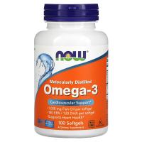 Купить NOW Foods, жирные кислоты омега-3, 180 ЭПК / 120 ДГК, 100 капсул