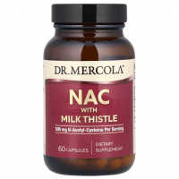 Купить Dr. Mercola, NAC (N-ацетилцистеин) с расторопшей, 500 мг, 60 капсул