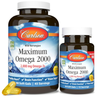 Купить Carlson, Maximum Omega, Максимум Омега 2000, 2000 мг, 90+30 мягких таблетки