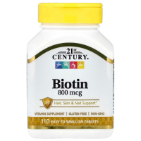 Купить 21st Century, Biotin, биотин, 800 мкг, 110 таблеток