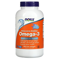 Купить NOW Foods, омега-3, omega-3, 180 ЭПК / 120 ДГК, 200 капсул из рыбьего желатина