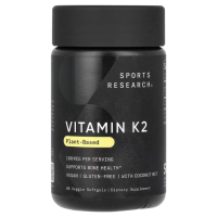 Купить Sports Research, Растительный витамин K2, 100 мкг, 60 растительных капсул