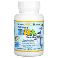 Купить California Gold Nutrition, ДГК для детей в форме жевательных таблеток, дикая арктическая треска, со вкусом клубники и лимона, 180 мягких таблеток из рыбьего желатина