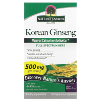 Купить Natures Answer, Корейский женьшень, 500 мг, 50 вегетарианских капсул