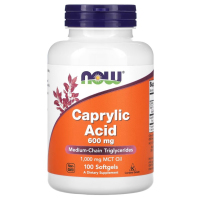 Купить NOW Foods, каприловая кислота, Caprylic acid, 600 мг, 100 мягких таблеток