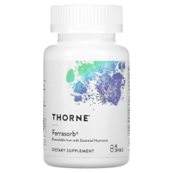 Купить Thorne, Ferrasorb Iron, железо с кофакторами, 60 капсул
