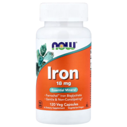 Купить NOW Foods, Iron, железо, 18 мг, 120 растительных капсул