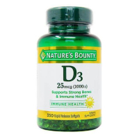 Купить Nature's Bounty, D3, 25 мкг (1000 МЕ), 350 мягких таблеток ускоренного высвобождения