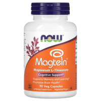 Купить Now Foods, Magtein, Магний L-треонат, 90 растительных капсул
