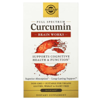 Купить Solgar, Brain Works Curcumin, Куркумин, 90 капсул Licaps