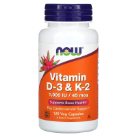 Купить Now Foods, витамины D3 и K2, 120 растительных капсул
