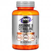 Купить NOW Foods, Sports, аргинин и цитруллин, 120 вегетарианских капсул