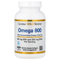 Купить California Gold Nutrition, омега 800, рыбий жир фармацевтической степени чистоты, 80% ЭПК/ДГК, в форме триглицеридов, 1000 мг, 90 капсул из рыбьего желатина