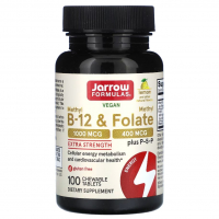 Купить Jarrow Formulas, Methyl B-12 & Methyl Folate, Lemon, 100 Chewable Tablets