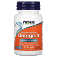 Купить NOW Foods, омега-3, omega-3, 180 ЭПК / 120 ДГК, 30 капсул