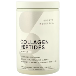 Купить Sports Research, пептиды коллагена, Collagen peptides, без вкусовых добавок, 454 г (16 унций)