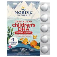 Купить Nordic Naturals, ДГК для детей 355 мг, тропический пунш, 30 жевательных таблеток