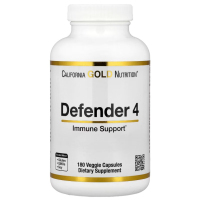 Купить California Gold Nutrition, Immune Support Defender 4, комплекс для укрепления иммунитета, 180 растительных капсул