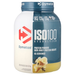 Купить Dymatize, ISO100, гидролизованный, 100% изолят сывороточного протеина, со вкусом ванили, 1.37 кг