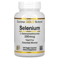 Купить California Gold Nutrition, селен, бездрожжевой, 200 мкг, 180 вегетарианских капсул