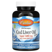 Купить Carlson, Cod Liver Oil Gems, жир печени дикой норвежской трески, 1000 мг, 100 капсул