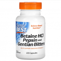 Купить Doctors Best, Betaine HCL, бетаин гидрохлорид + пепсин, 120 капсул
