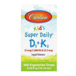 Купить Carlson, D3+K2 для детей, д3+к2, 25 мкг (1000 МЕ) и 22,5 мкг, 10,16 мл