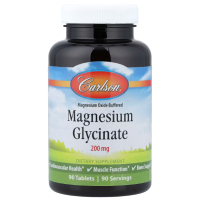 Купить Carlson, Magnesium glycinate, глицинат магния, 200 мг, 90 таблеток