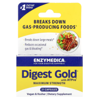 Купить Enzymedica, Digest Gold с ATPro, максимальная сила действия, 21 капсула
