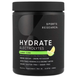 Купить Sports Research, Hydrate Electrolytes, электролиты, лимон и лайм, 450 г