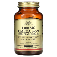 Купить Solgar, Омега 3-6-9, Omega 3-6-9, 1300 мг, 60 мягких таблеток