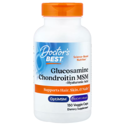 Купить Doctors Best, глюкозамин, хондроитин и МСМ с гиалуроновой кислотой, Glucosamine Chondroitin MSM + Hyaluronic Acid, 150 вегетарианских капсул