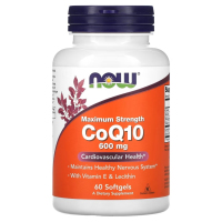 Купить NOW Foods, Коэнзим Q10 максимальная эффективность, 600 мг, 60 капсул