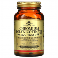 Купить Solgar, Полиникотинат хрома, Chromium Polynicotinate, 200 мкг, 100 растительных капсул