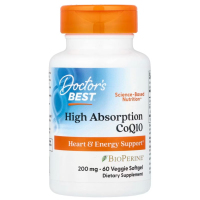 Купить Doctors Best, коэнзим Q10 с Биоперином, CoQ10 with BioPerine, 200 мг, 60 растительных капсул