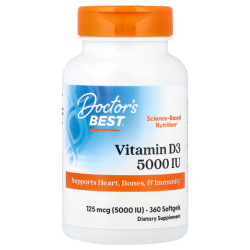 Купить Doctors Best, vitamin D3, витамин D3, 125 мкг (5000 МЕ), 360 мягких таблеток