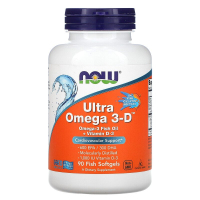 Купить NOW Foods, Ultra Omega 3-D, Ультра омега 3-Д, 600 ЭПК / 300 ДГК, 90 капсул