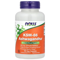 Купить NOW Foods, KSM-66 Ашваганда, 600 мг, 90 растительных капсул