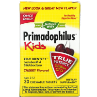 Купить Natures Way, Primadophilus, Примадофилус для детей, со вкусом вишни, 3 млрд КОЕ, 30 жевательных таблеток