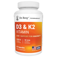 Купить Dr. Berg Vitamin D3 + K2, витамины Д3 + К2, 5000 МЕ, 60 капсул