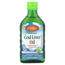 Купить Carlson, Cod Liver Oil, Масло печени трески Омега-3 1100 мг, вкус зеленого яблока, 250 мл