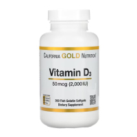 Купить California Gold Nutrition, витамин D3, 50 мкг (2000 МЕ), 360 рыбно-желатиновых капсул