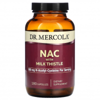 Купить Dr. Mercola, NAC (N-ацетилцистеин) с расторопшей, 500 мг, 180 капсул