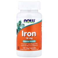 Купить NOW Foods, Iron, железо, 18 мг, 120 растительных капсул
